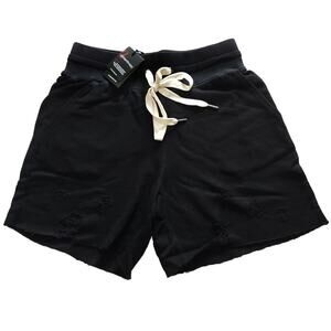 n:PHILANTHROPY Coco destroyed distressed sweat shorts in vintage black Sz XS NEW